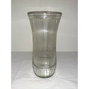 Vtg Hoosier Glass Vase Clear Ribbed Stripe 4088-B USA Made